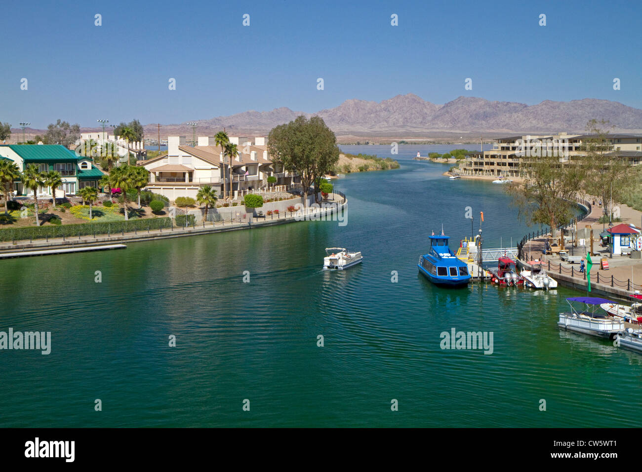 Barche a motore sul lago Havasu a Lake Havasu City, Arizona, Stati Uniti. Foto Stock