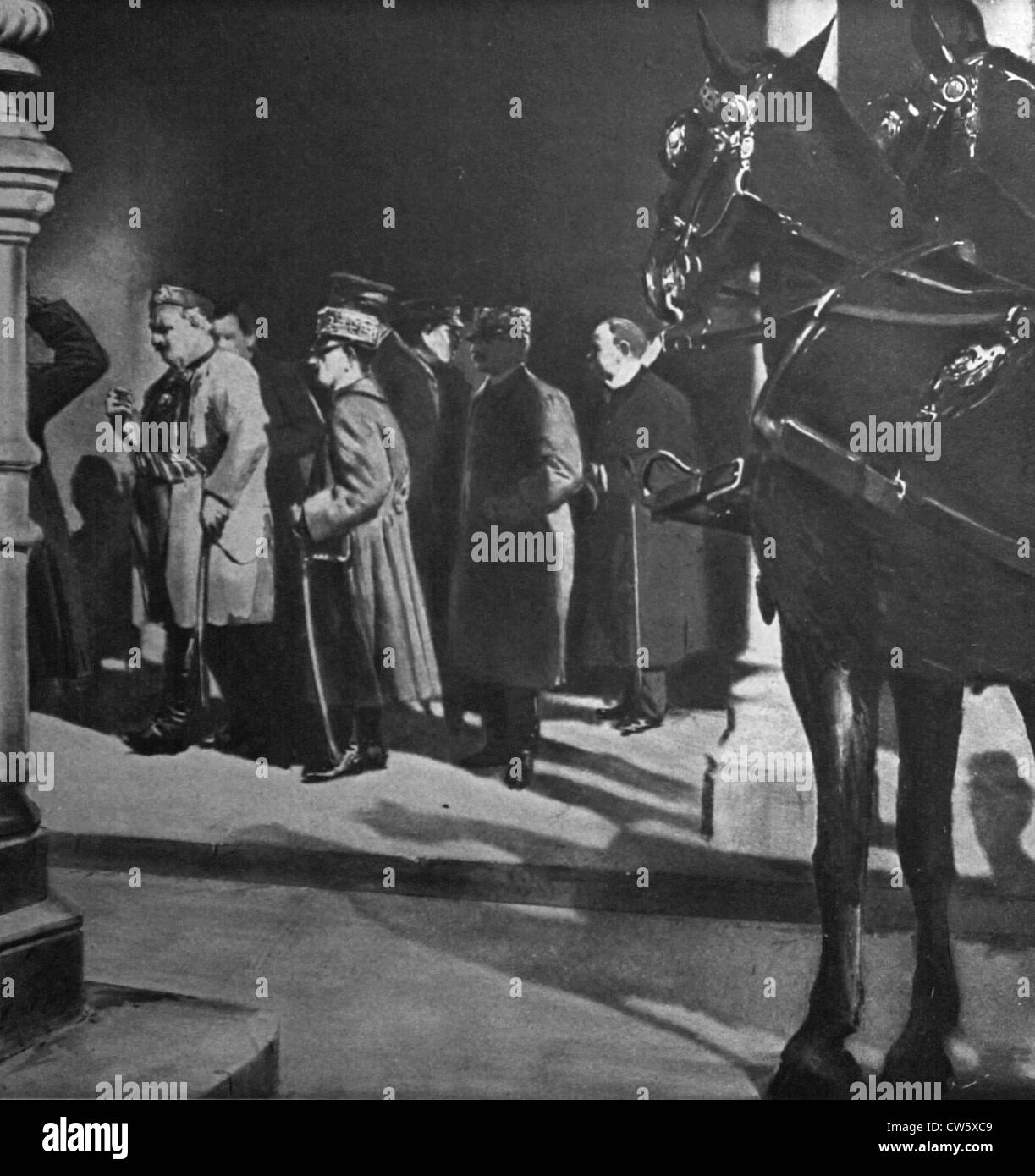 Guerra mondiale I. esiliato re Nicola del Montenegro che arrivano a Roma (1916) Foto Stock