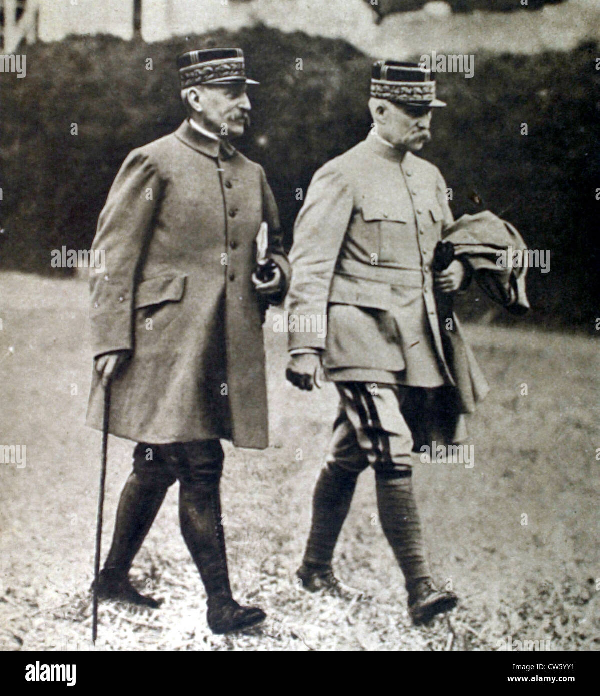 Guerra mondiale I. generali Petain e Foch (1918) Foto Stock