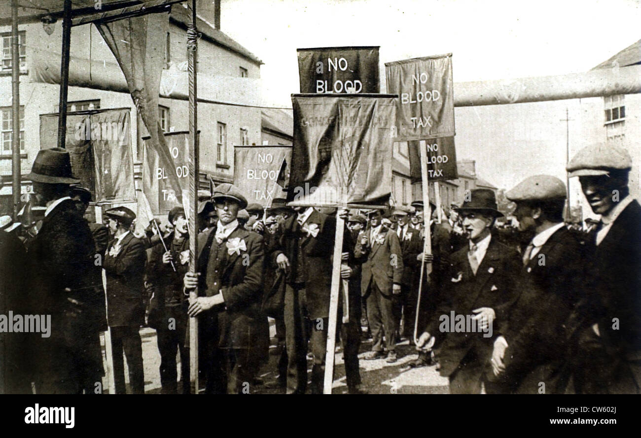 Guerra mondiale I. Irlanda protestando contro la coscrizione (1918) Foto Stock