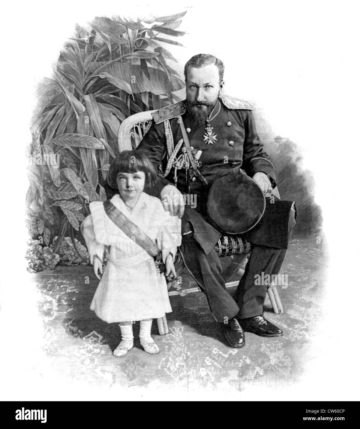 Il principe Ferdinando di Bulgaria e suo figlio, il Principe Boris (1893) Foto Stock