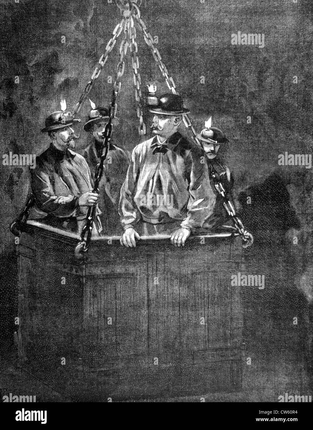 Il Presidente francese Félix Faure visitando le miniere della lente (1898) Foto Stock