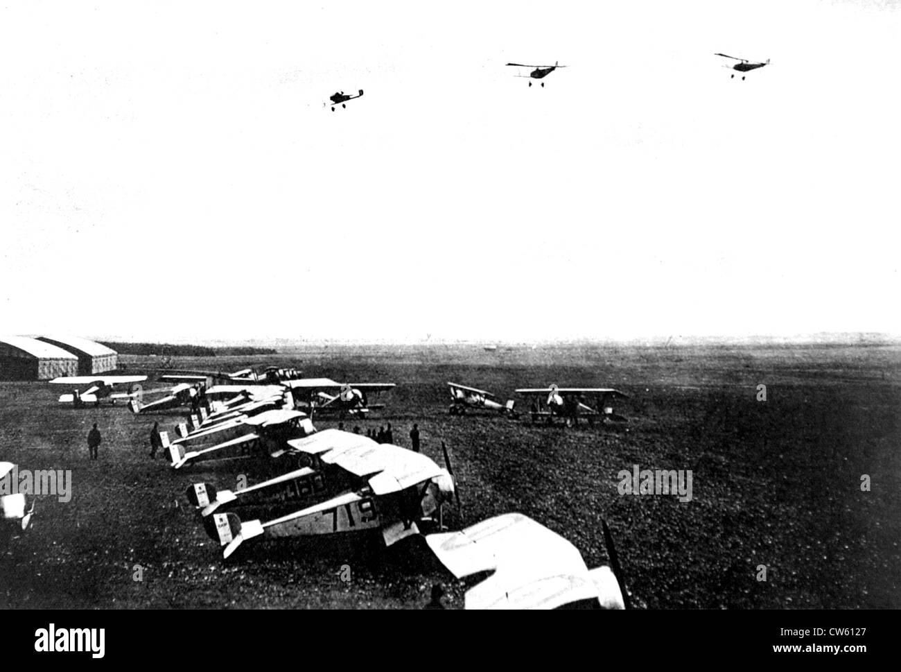 Guerra mondiale I. Campo di aviazione americana in Francia Foto Stock