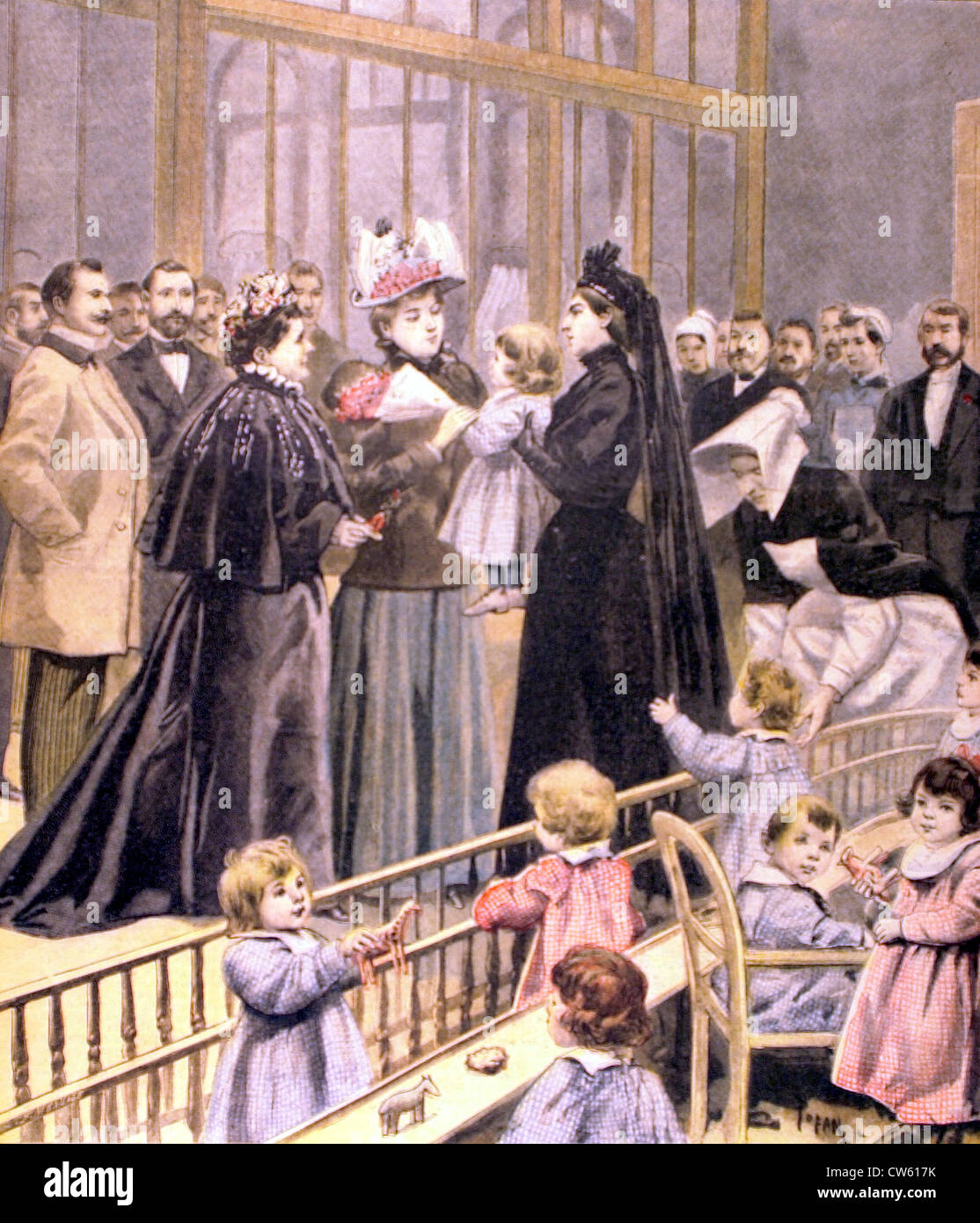 Madame Félix Faure visitando la Fourcade asilo nido a Parigi (1896) Foto Stock