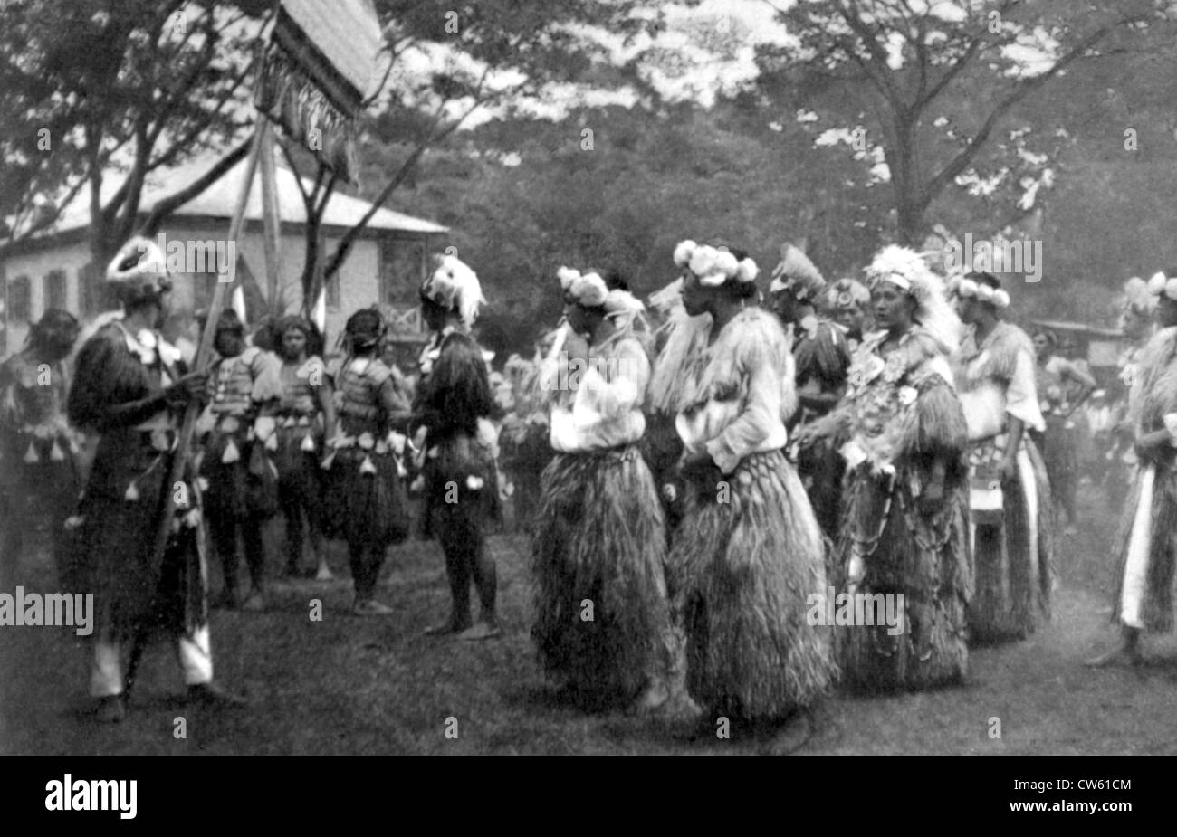 Tahiti. Un 'himene', un Tahitian del coro femminile (Francese Giornata Nazionale, 1922) Foto Stock