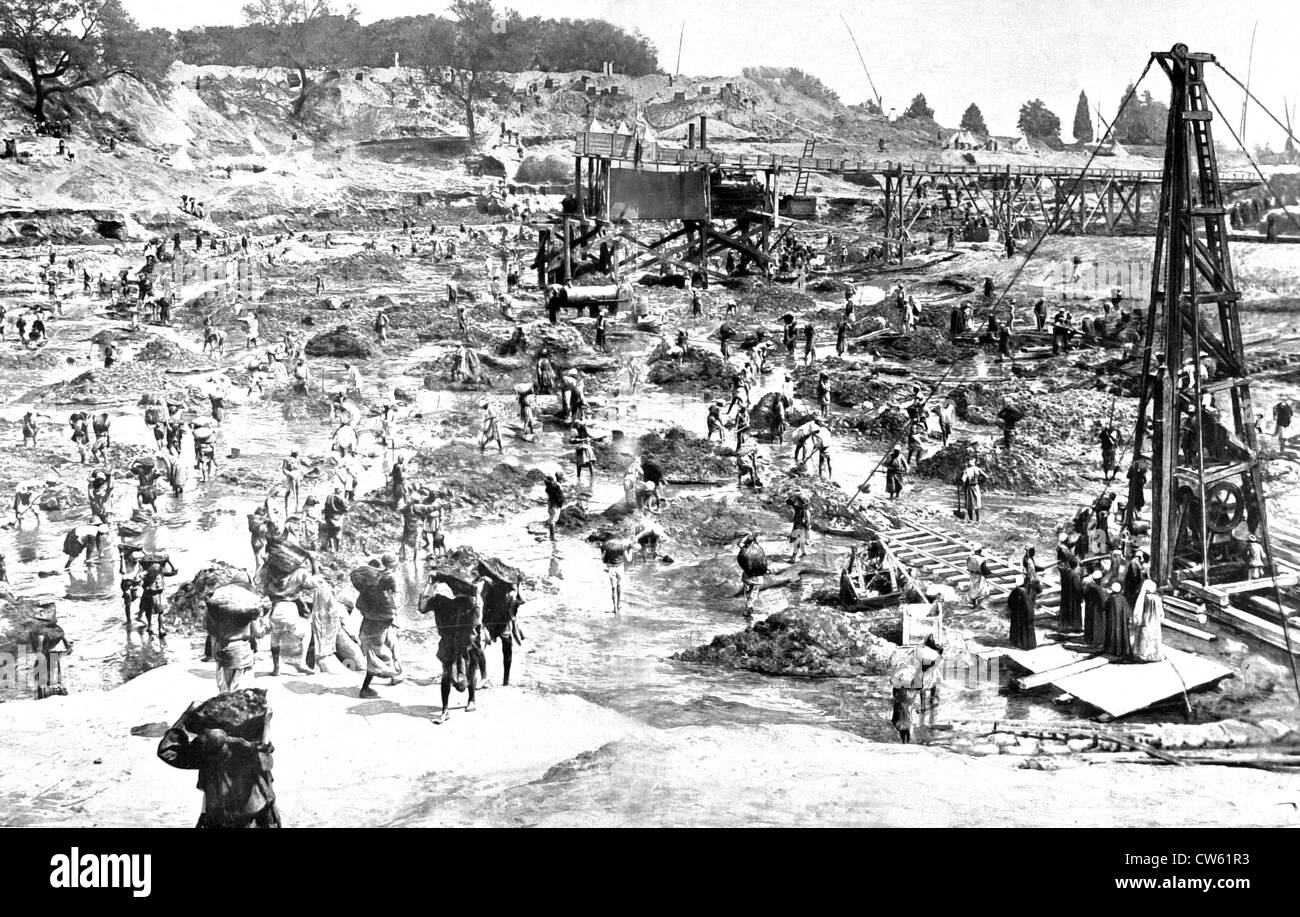 Costruzione della diga sul delta del Cairo (28 maggio 1910) Foto Stock