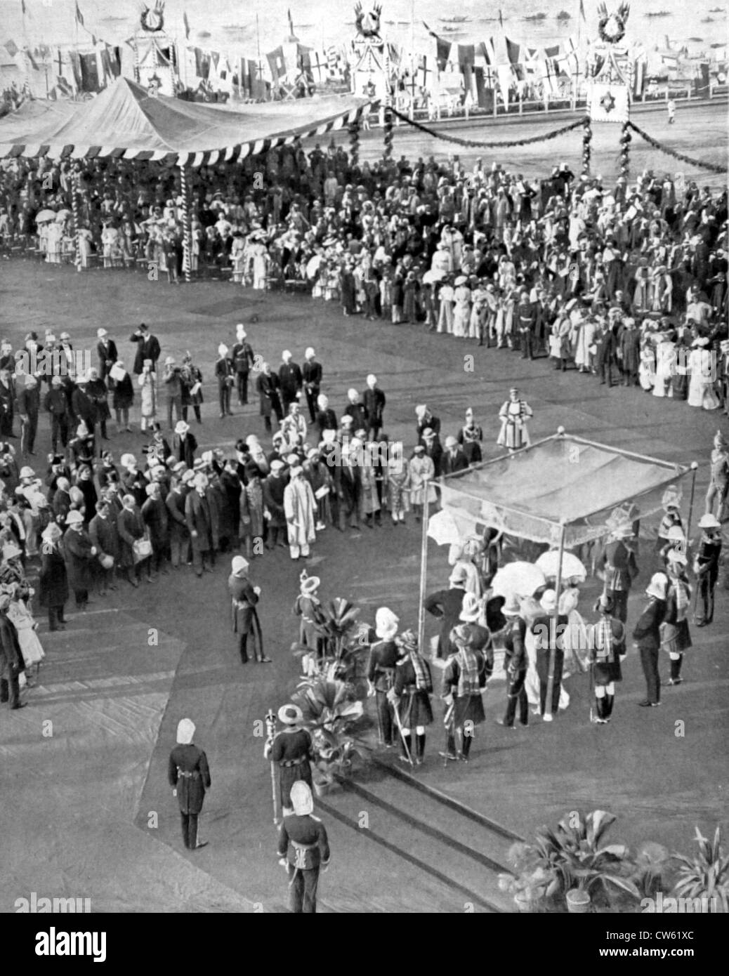 La reception del principe e principessa di Galles, a Calcutta (22 décembre 1905) Foto Stock