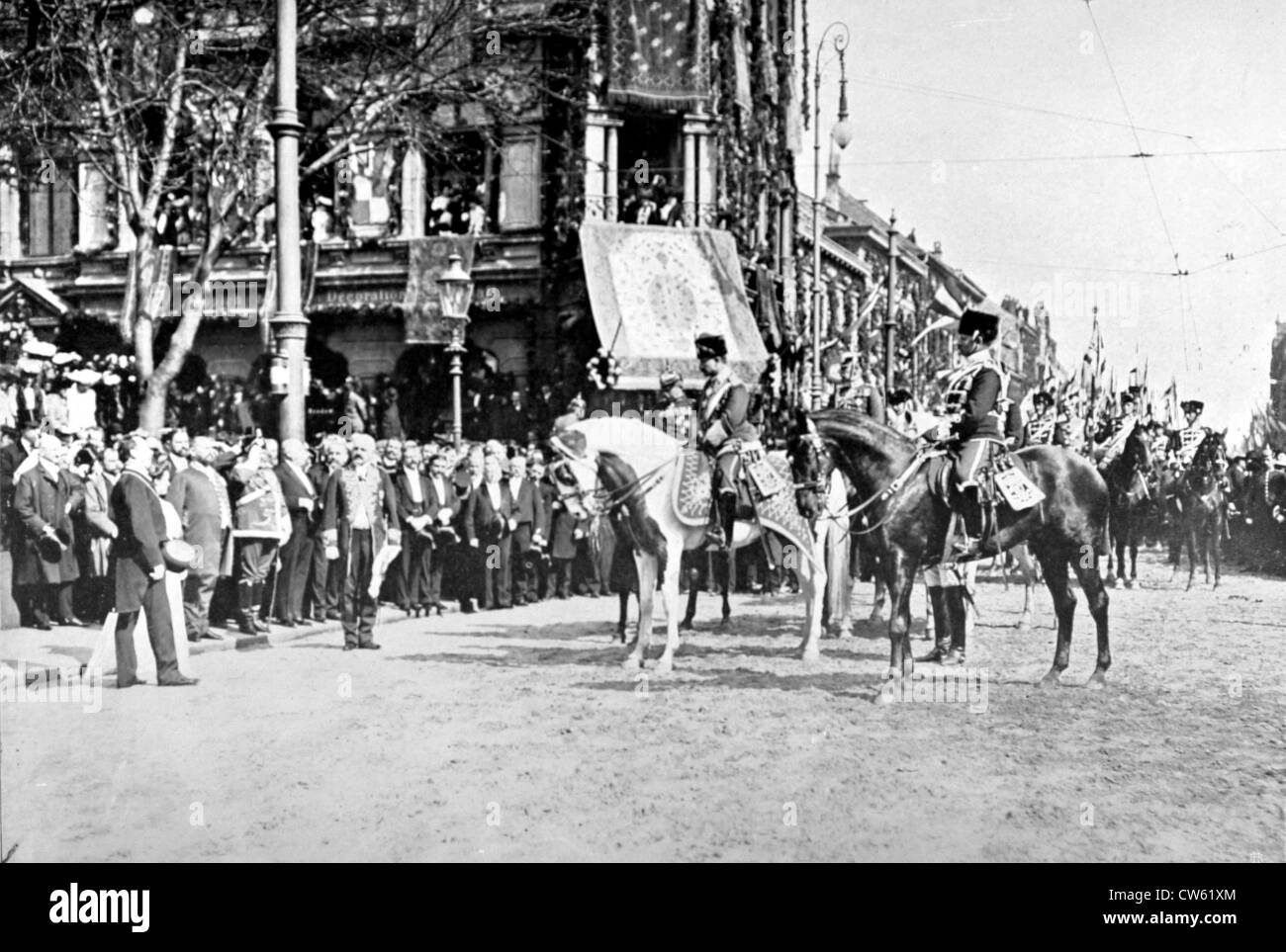 L'imperatore Guglielmo II, dopo il suo inserimento Crefeld; il comune lo accoglie (2 aprile 1906) Foto Stock