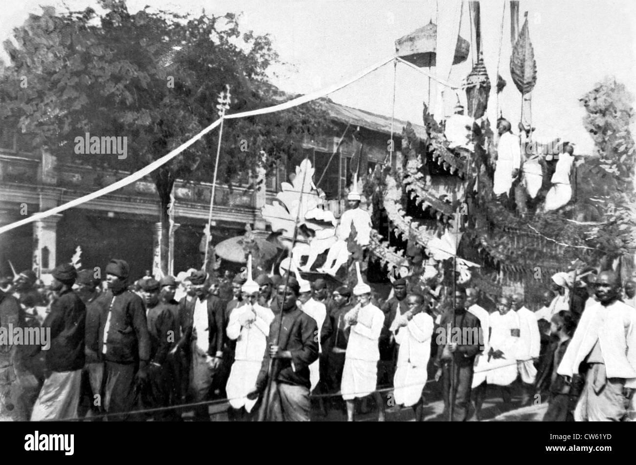 Funerali di Norodom I re della Cambogia, Pnom-Penh (1906) Foto Stock