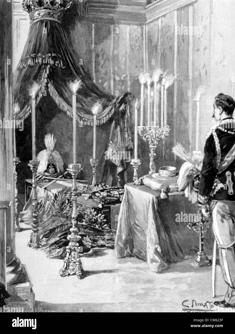 Funerali di re Umberto I in Italia, dopo il suo assassinio (1900) Foto Stock