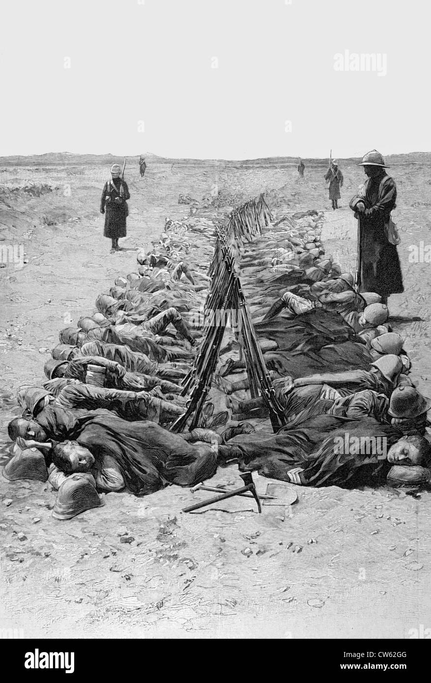Guerra Boera. Soldati britannici dormire in un campo nella periferia di Colesberg (1900) Foto Stock