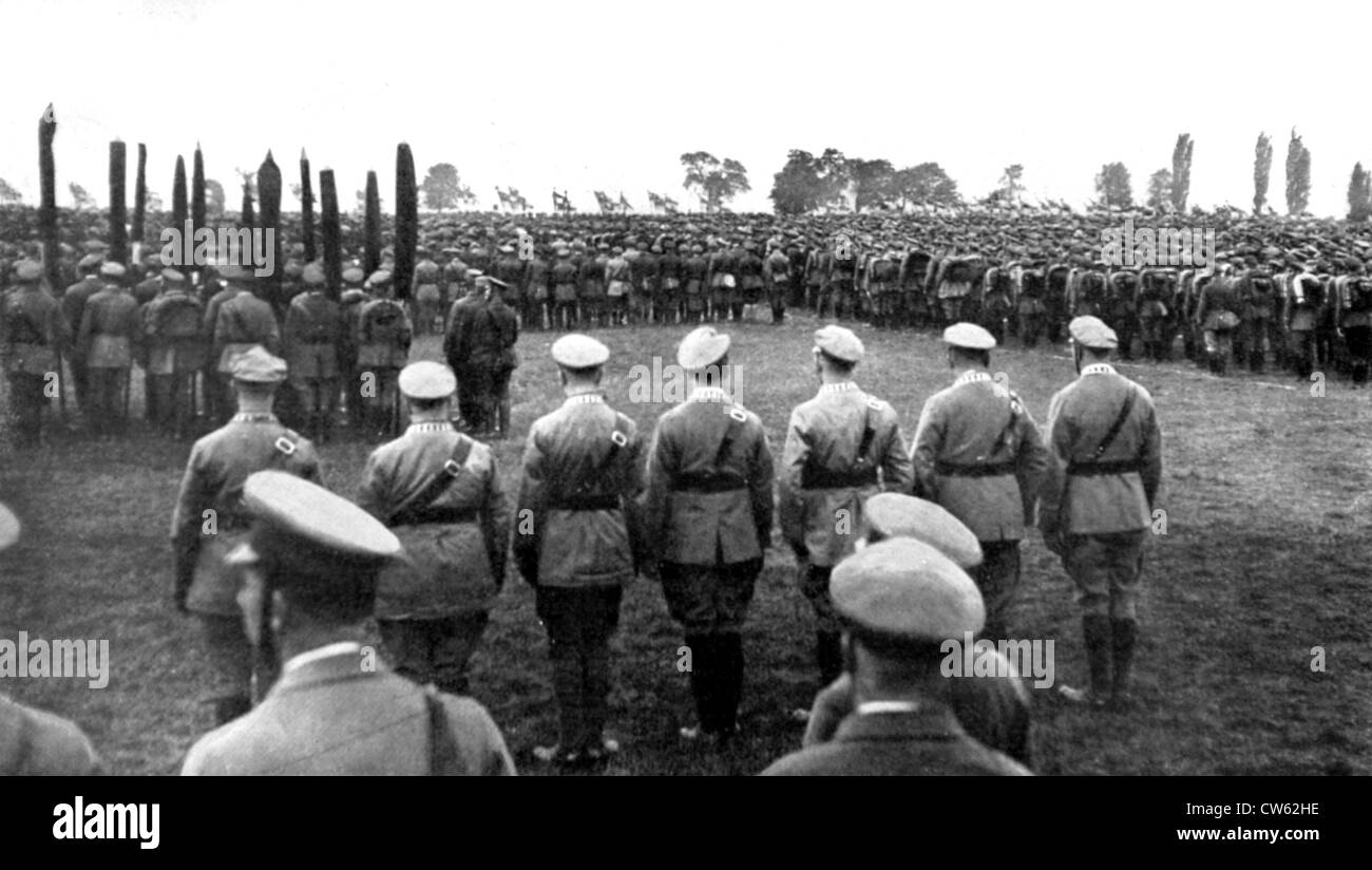 Raccolta della siderurgia " Caschi presso il campo di allenamento di Coblenza, Germania, 1930 Foto Stock