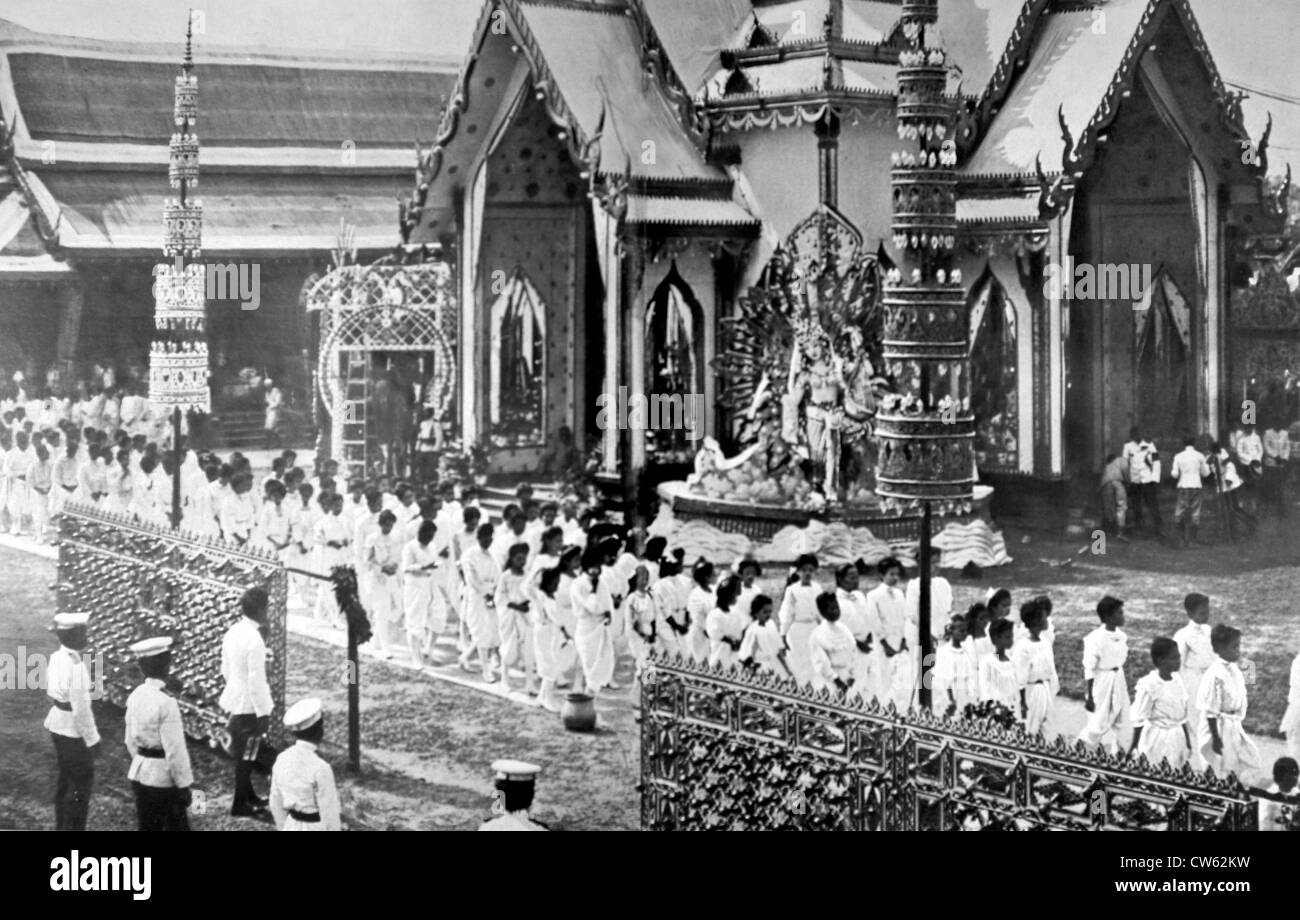 Bangkok. Funerali di H.M. Chulalongkorn, re del Siam (1910) Foto Stock