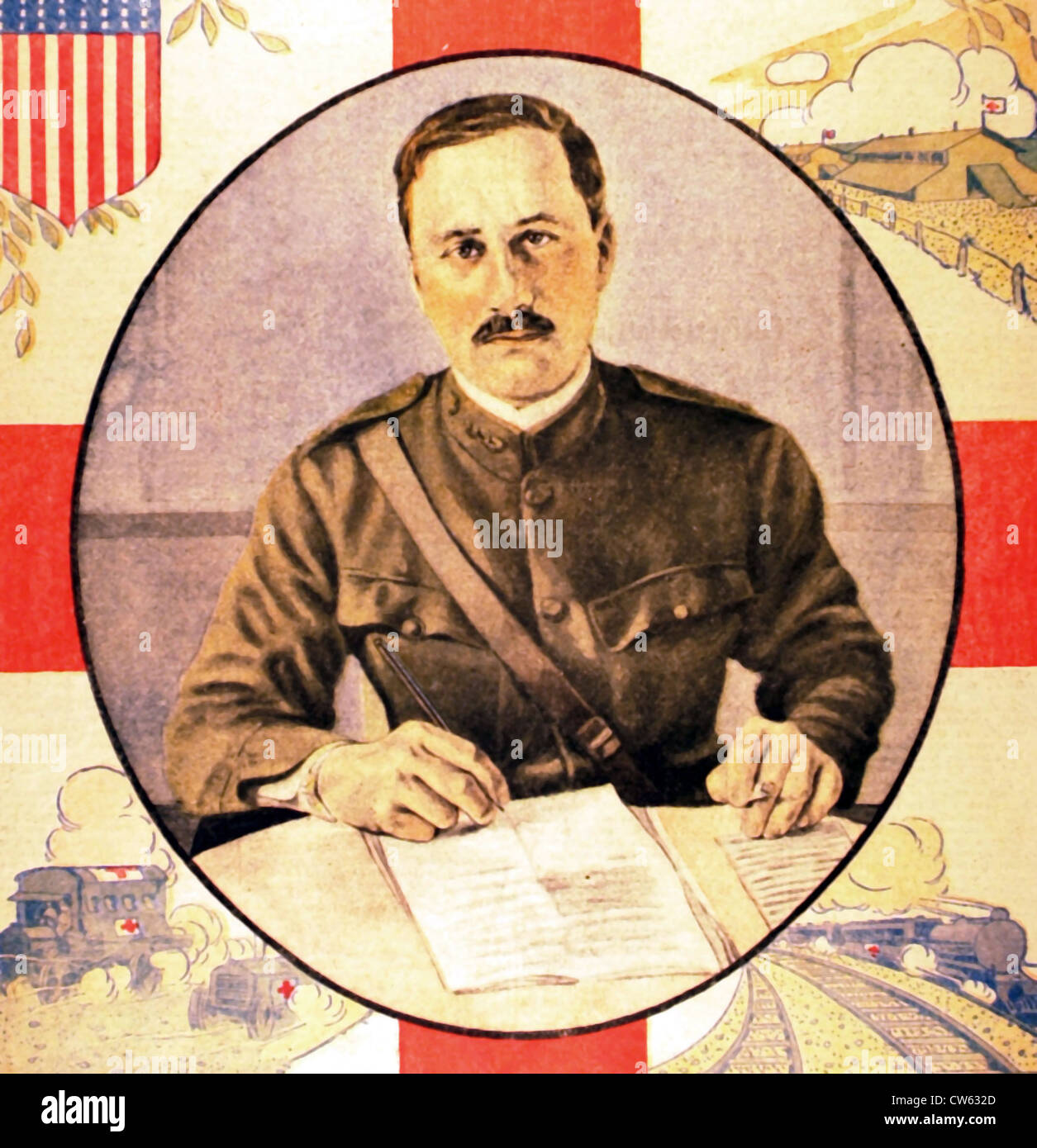 Guerra mondiale I. Principali James H. Perkins, la Croce Rossa Americana alto commissario per l'Europa Foto Stock