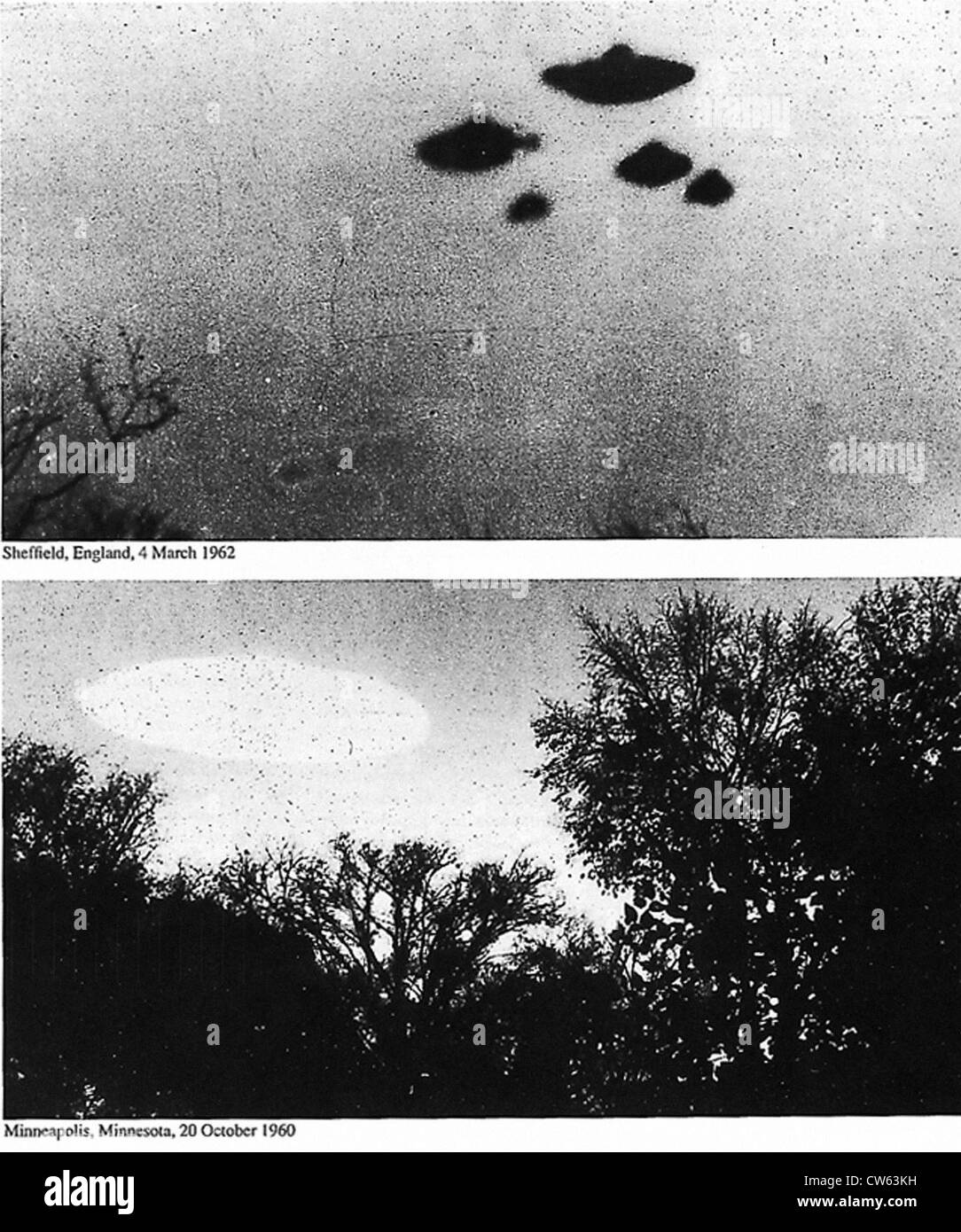 Immagine del presunto UFO, Minnesota (USA), Sheffield (UK) Foto Stock