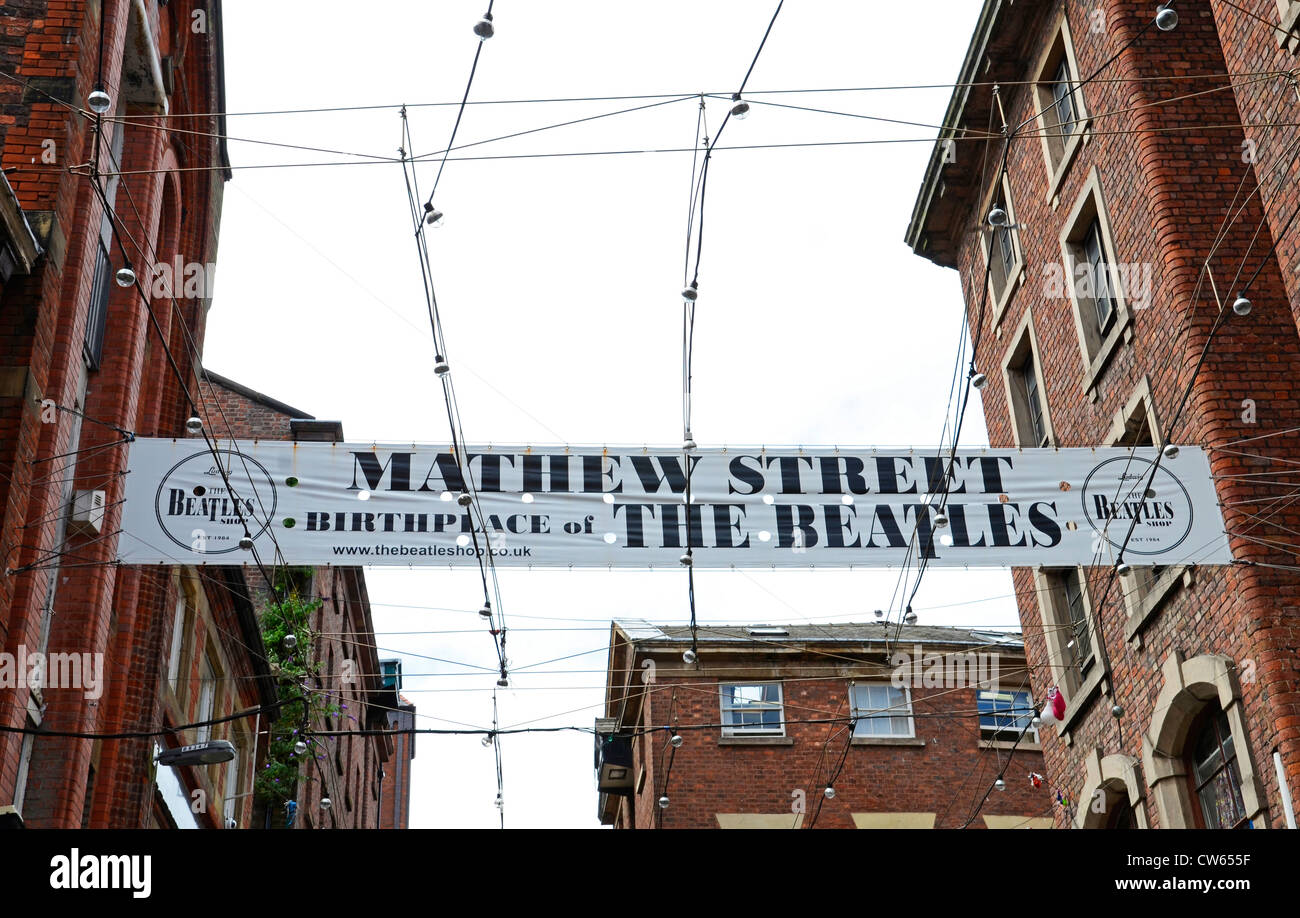 Mathew Street di Liverpool, in Inghilterra, Regno Unito Foto Stock