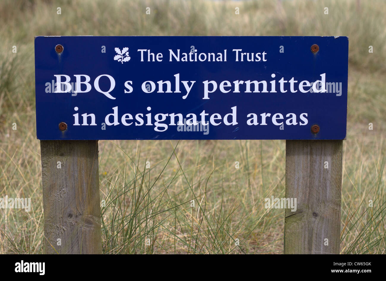 Il National Trust segno sulla Shell Bay, Studland Beach. Foto Stock