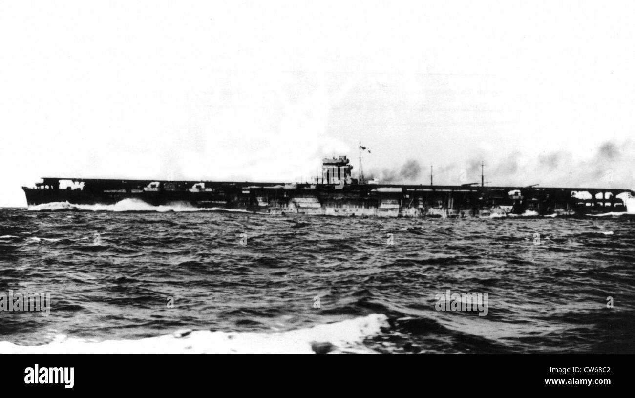 Il Japanese Aircraft Carrier 'Hiryu' durante le prove, 28 aprile 1939. Foto Stock