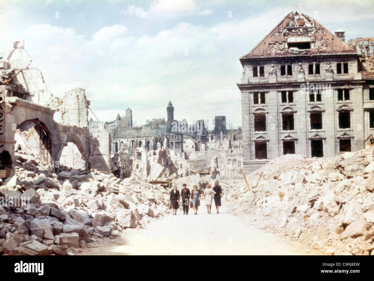 Rovine di Norimberga (Baviera, Germania), 1945. Foto Stock
