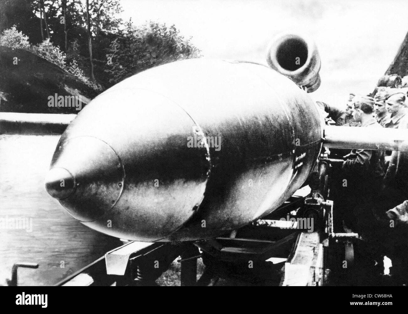 Fieseler Fi-103 (FZG-76) V-1 rocket pronto per il lancio, 1944. Foto Stock