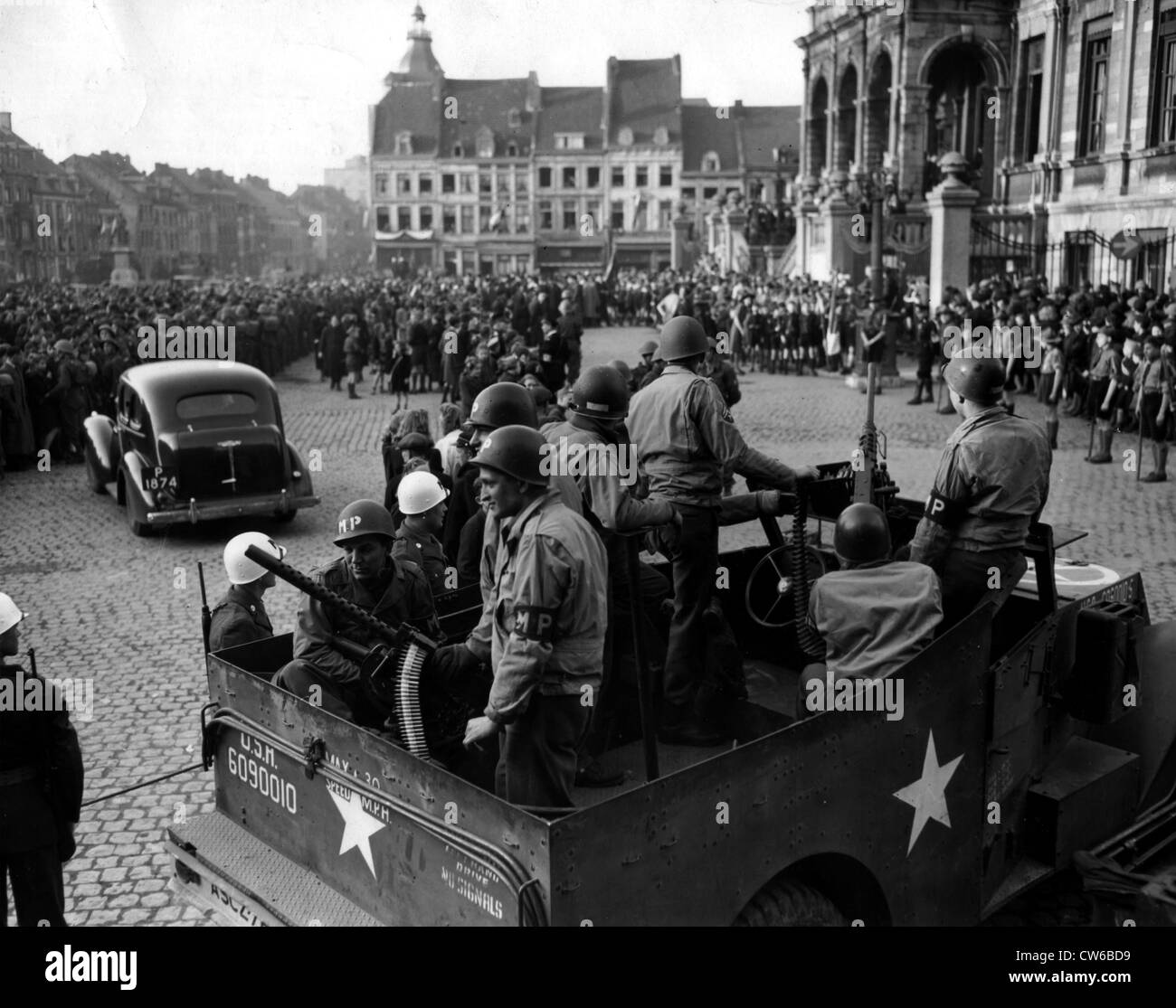 Stati Uniti La polizia militare in Maastrich (Olanda) il 21 marzo 1945 Foto Stock