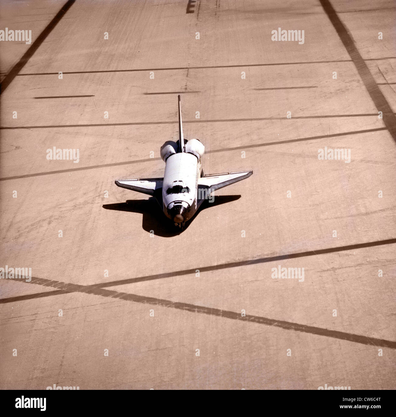 Lo Space Shuttle Columbia dopo il suo ritorno dall orbita della Terra sulla base di Edwards (CAL), Aprile 20,1981 Foto Stock