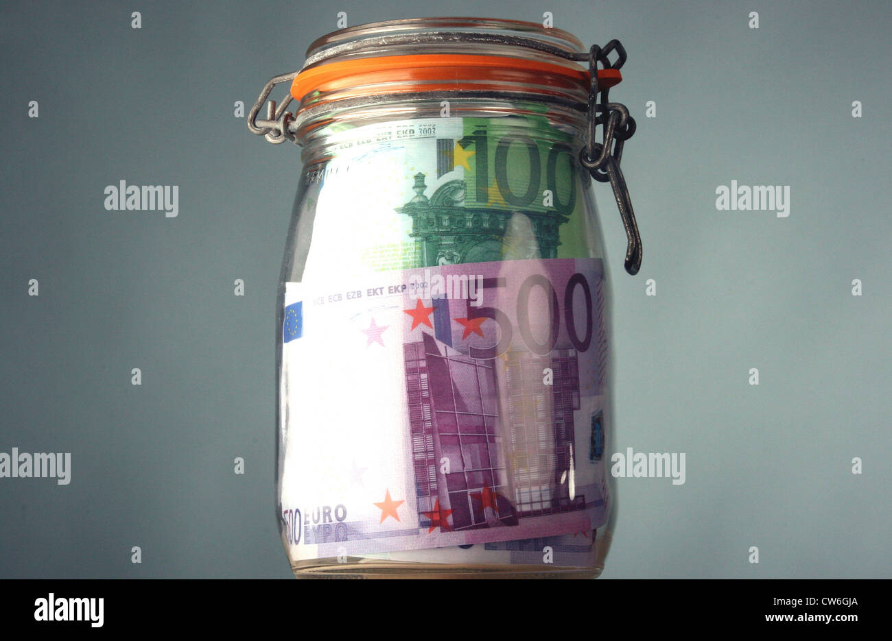 Casella di risparmio e euro, vecchiaia disposizioni Foto Stock