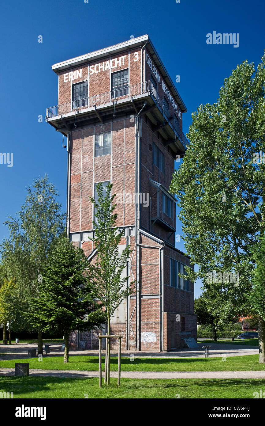 Telaio pit di Erin miniera di carbone, in Germania, in Renania settentrionale-Vestfalia, la zona della Ruhr, Castrop-Rauxel Foto Stock