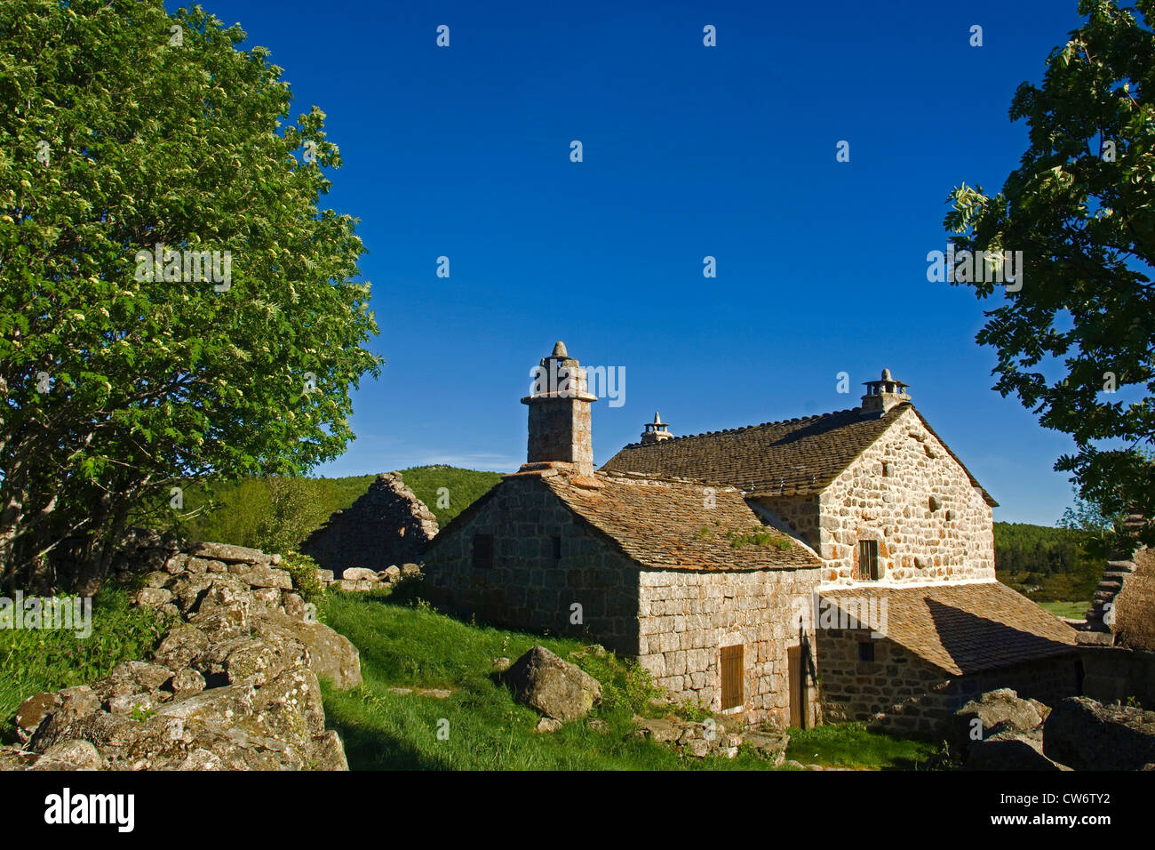 Villaggio di Costeillades, Francia, Lozère, il Parco nazionale di Cevennes Foto Stock