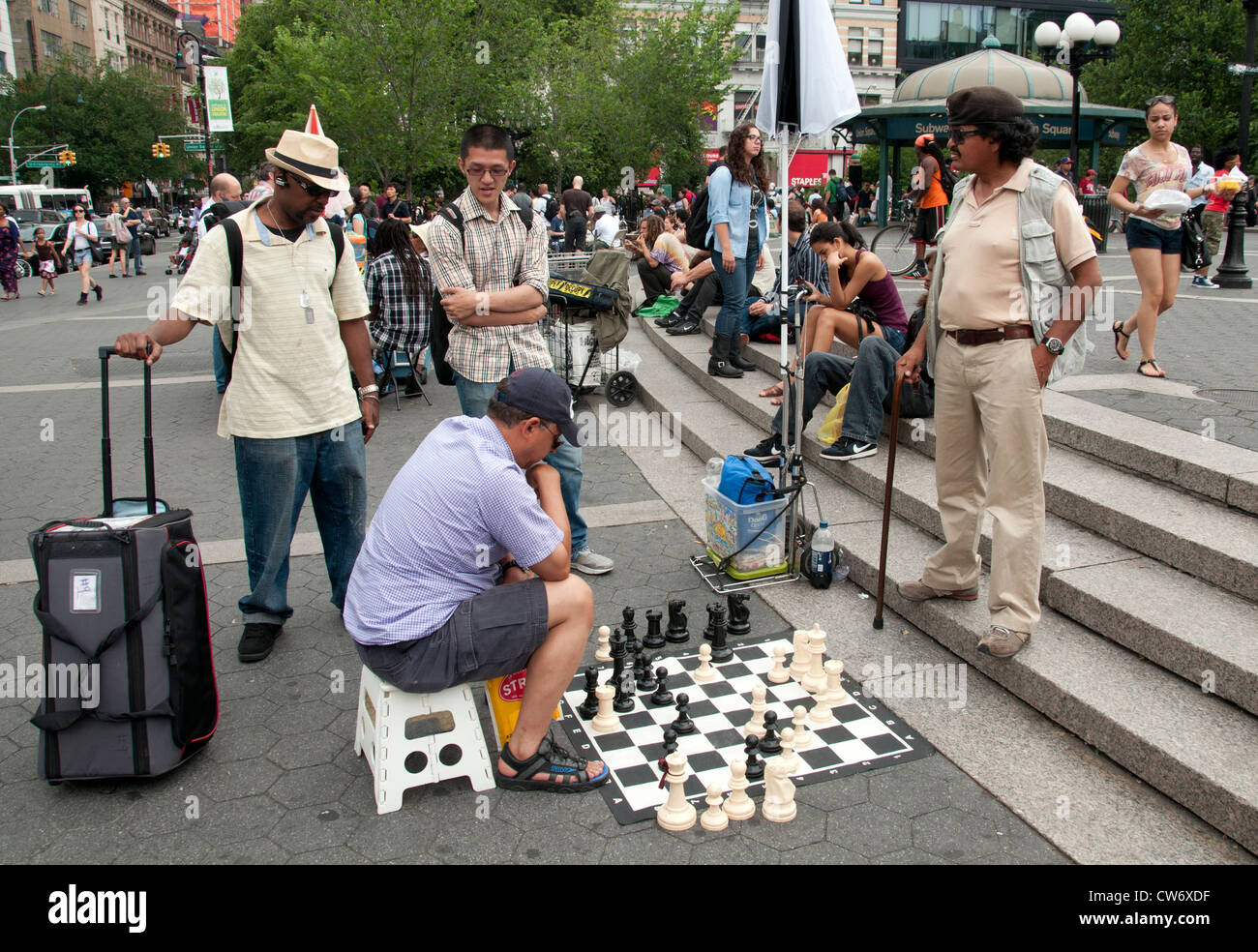 Giocare a scacchi di Union Square di New York City Manhattan Foto Stock