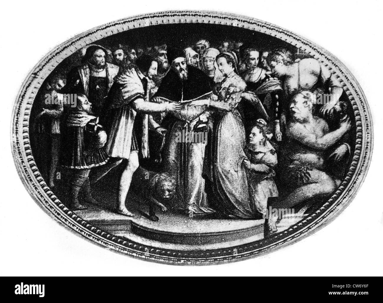 Caterina de' Medici e il futuro Enrico II di Francia Foto Stock