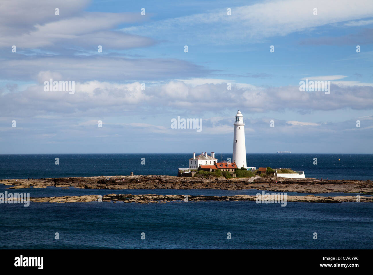 St Marys Faro sulla St Marys Isola Whitley Bay North Tyneside Tyne and Wear Inghilterra Foto Stock