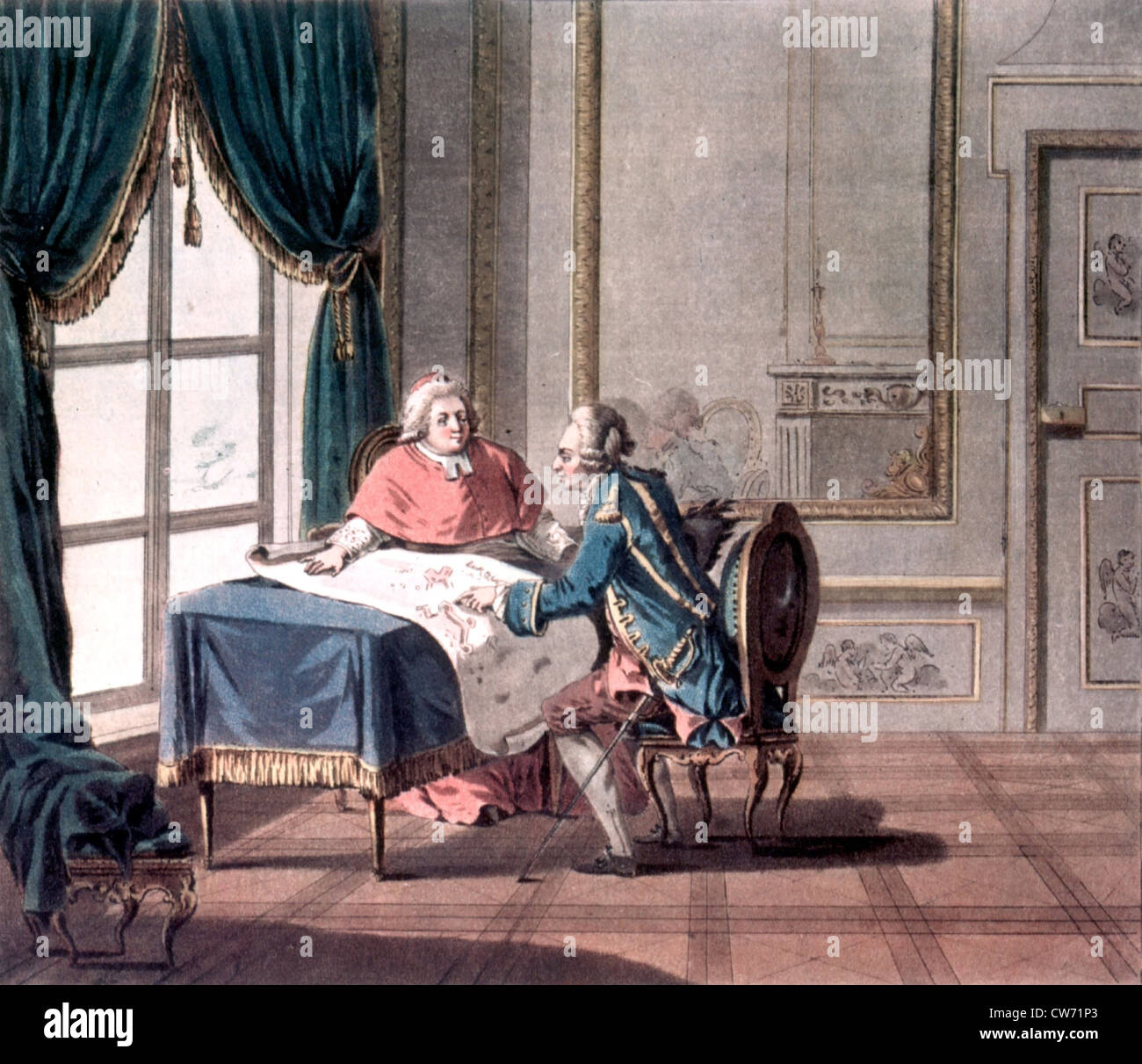 Il Cardinale de Fleury, Vescovo di Fréjus e Louis XV il precettore privato Foto Stock