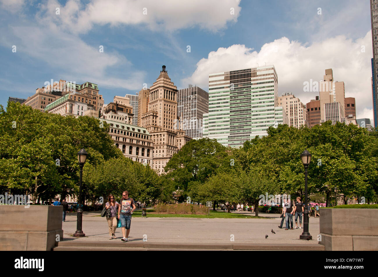 Battery Park New York City Financial District di Manhattan Foto Stock