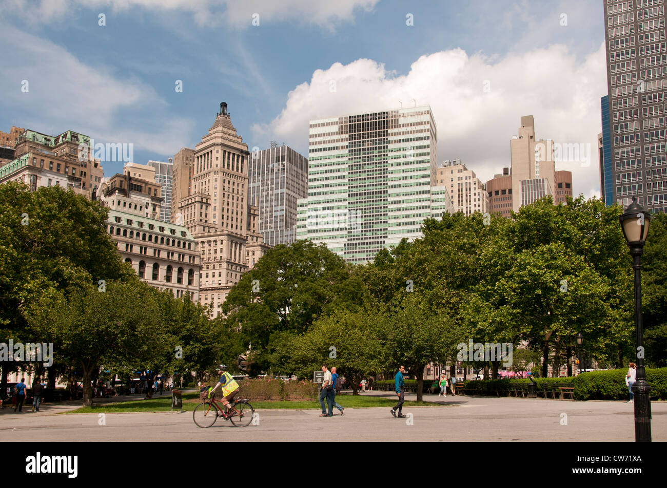 Battery Park New York City Financial District di Manhattan Foto Stock