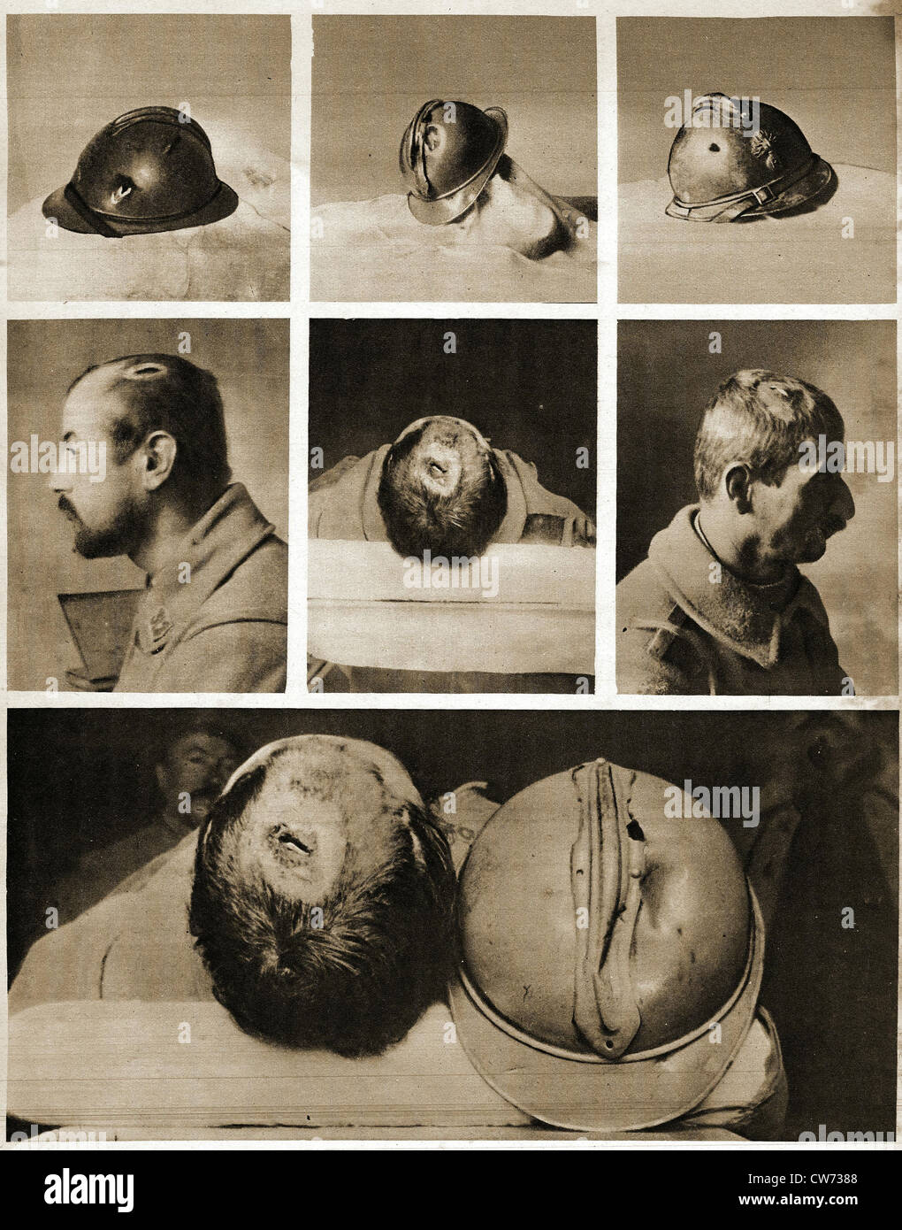 Illustrazione della efficienza dei nuovi elmetti di acciaio Foto Stock