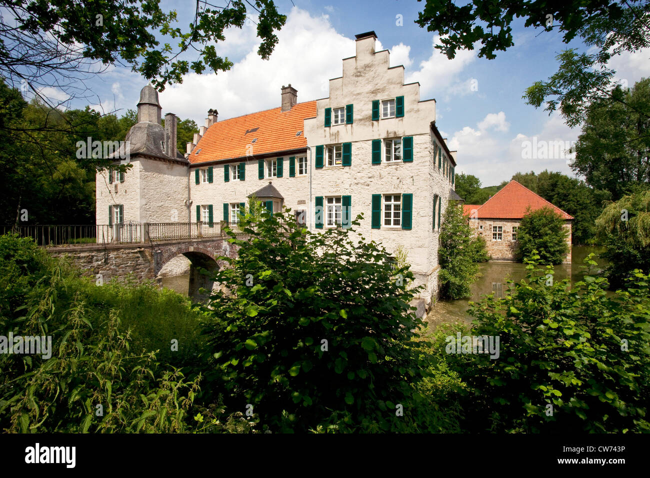 Il castello di Dellwig, in Germania, in Renania settentrionale-Vestfalia, la zona della Ruhr, Dortmund Foto Stock