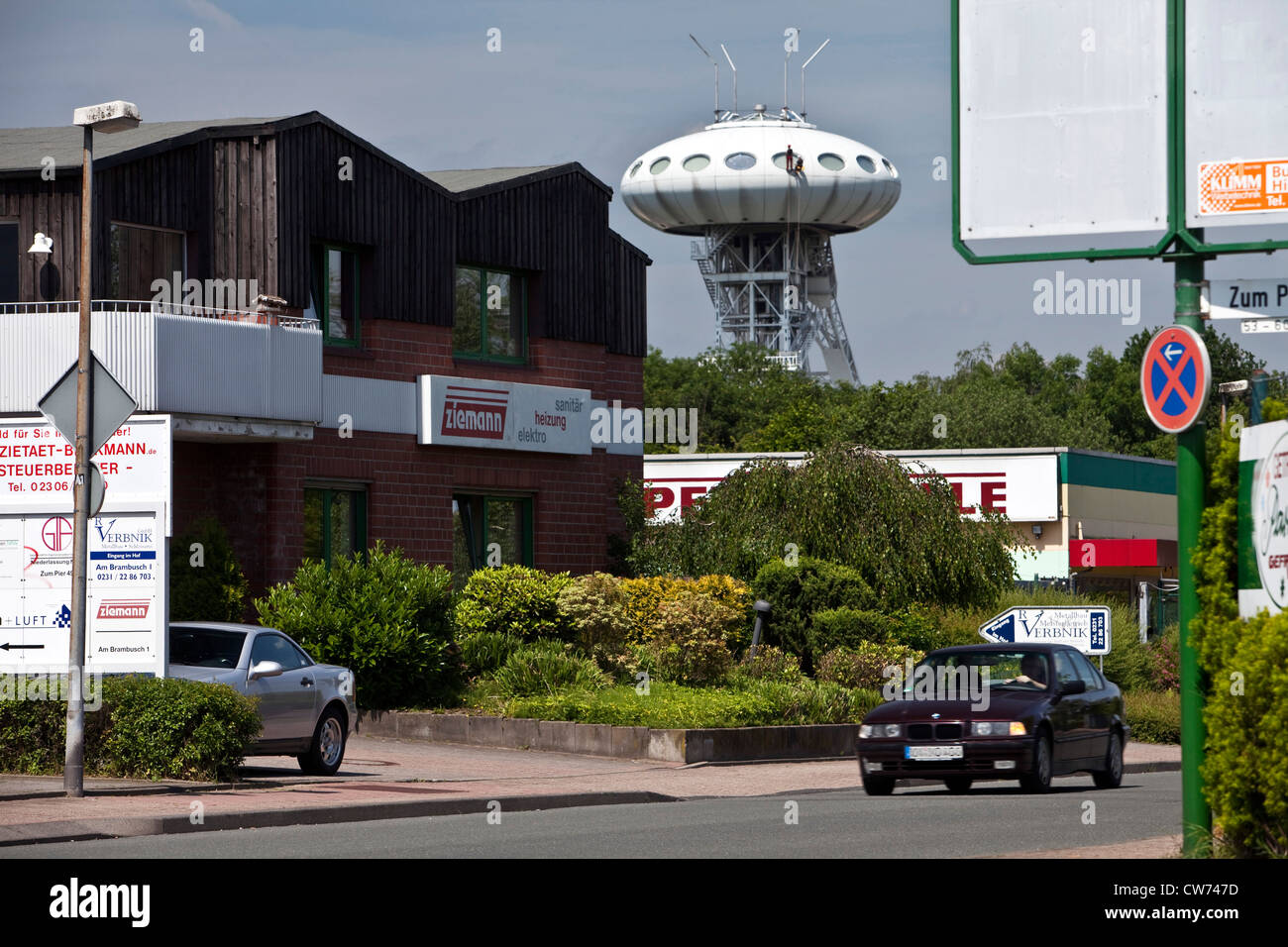 Tecnology Center LUENTEC con Colani ufo, in Germania, in Renania settentrionale-Vestfalia, la zona della Ruhr, Luenen Foto Stock