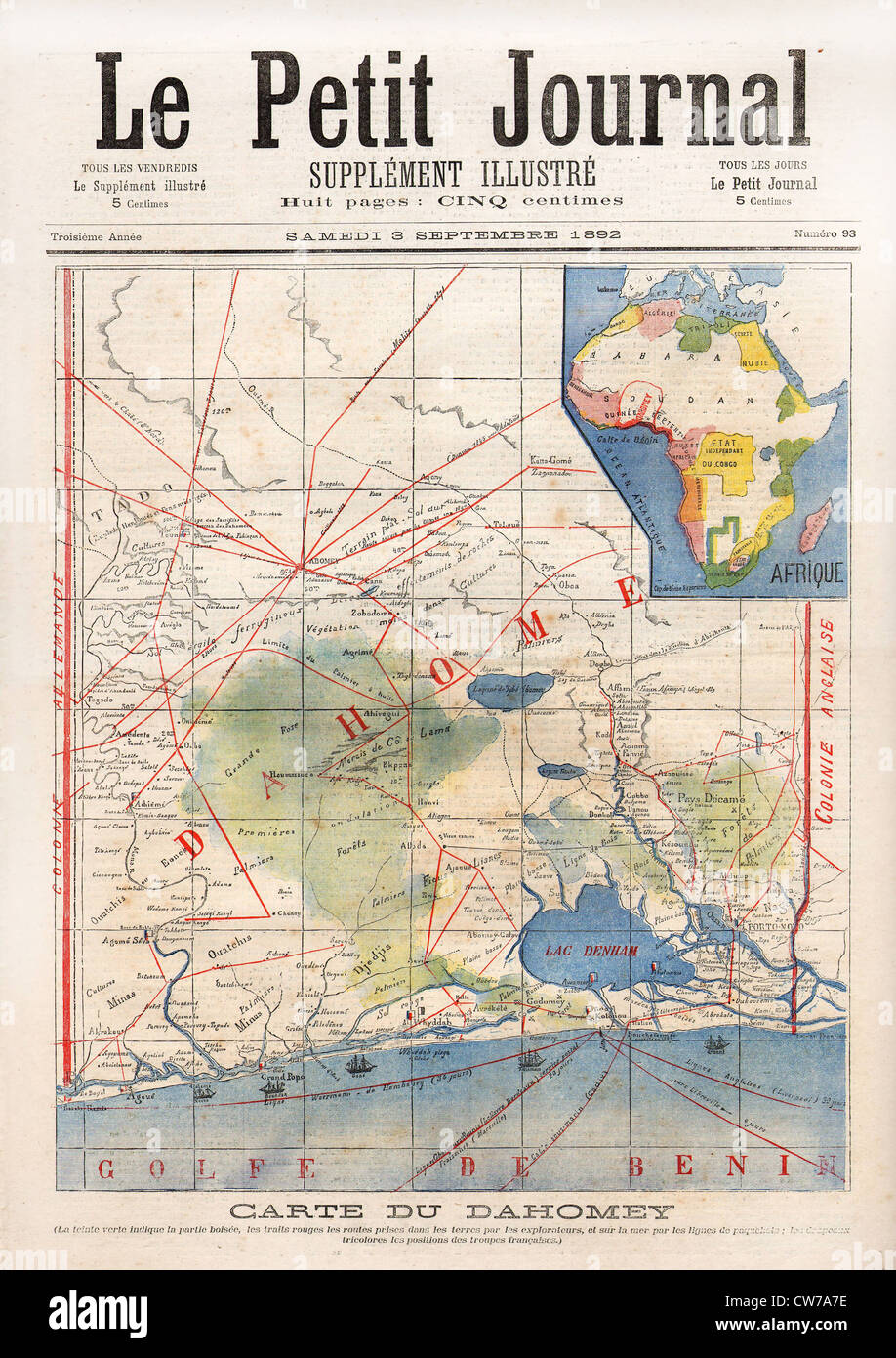 Mappa del Dahomey Foto Stock