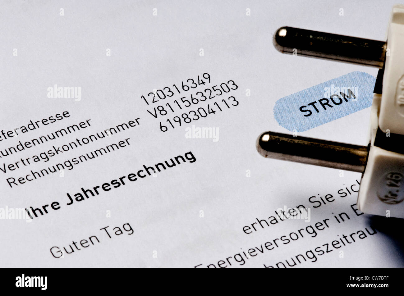 Costi energetici procedura di fatturazione, Germania Foto Stock