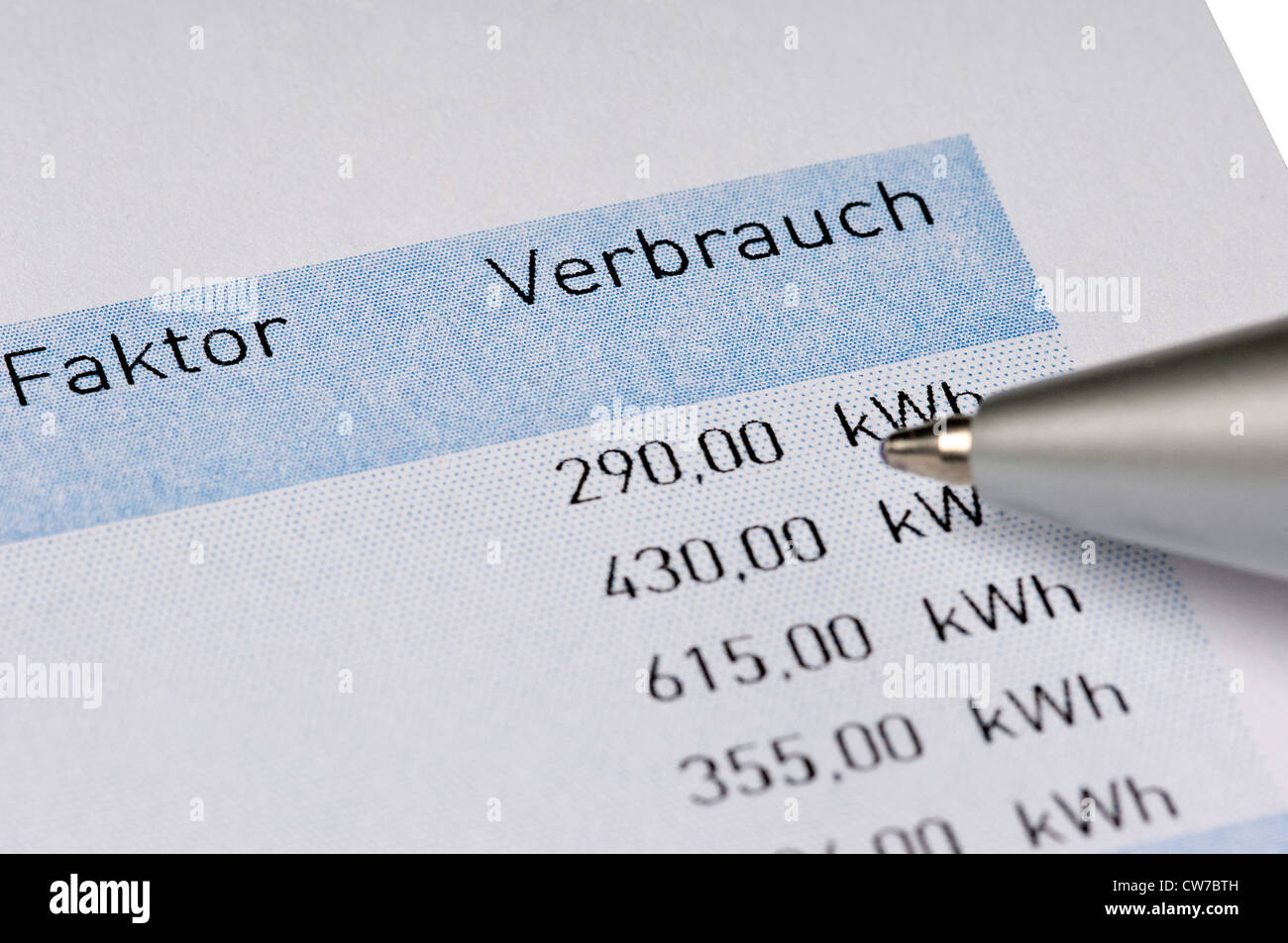 Costi energetici procedura di fatturazione, Germania Foto Stock