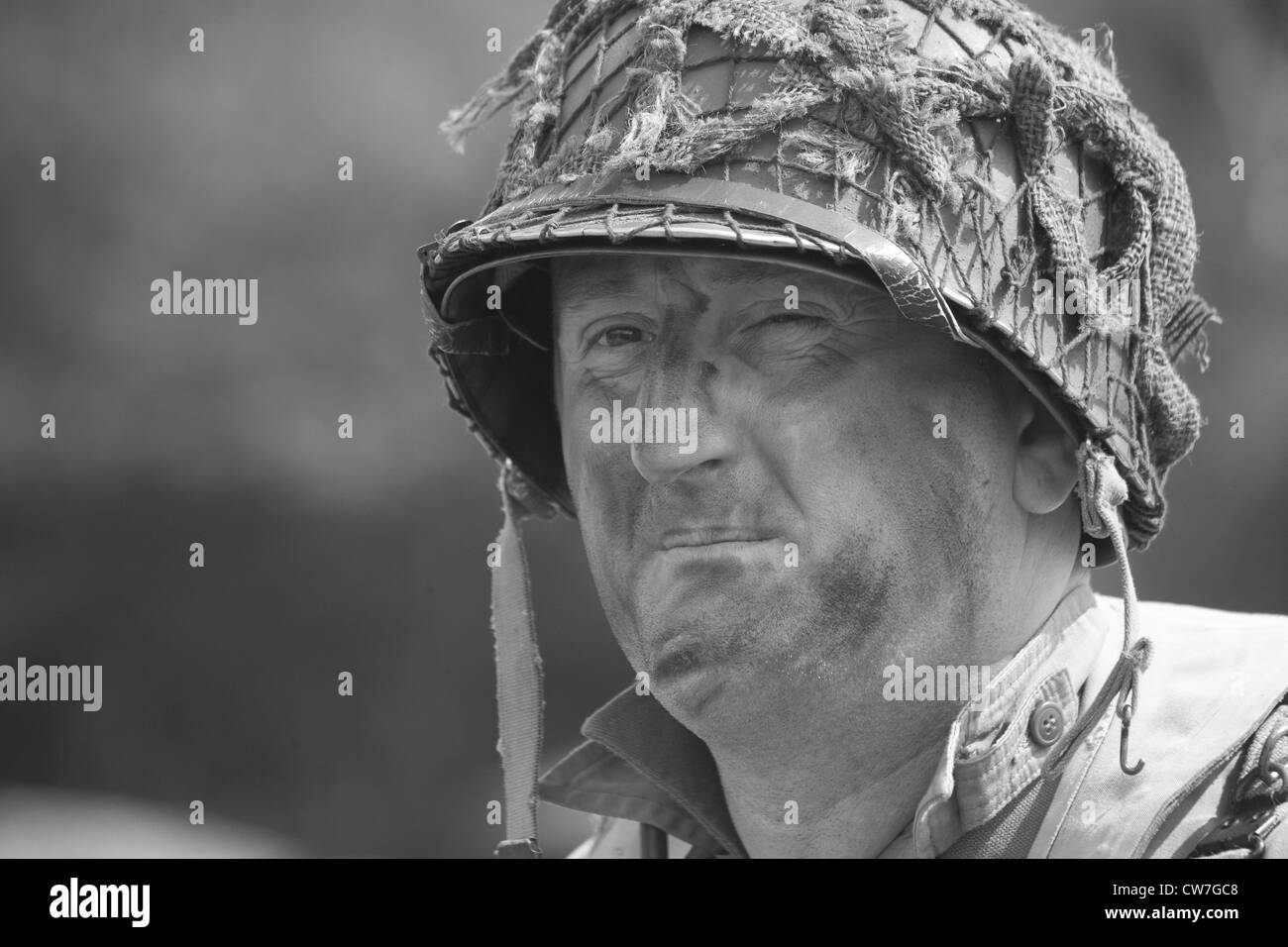 Ri-enactor riproduzione 1940's soldato americano Foto Stock