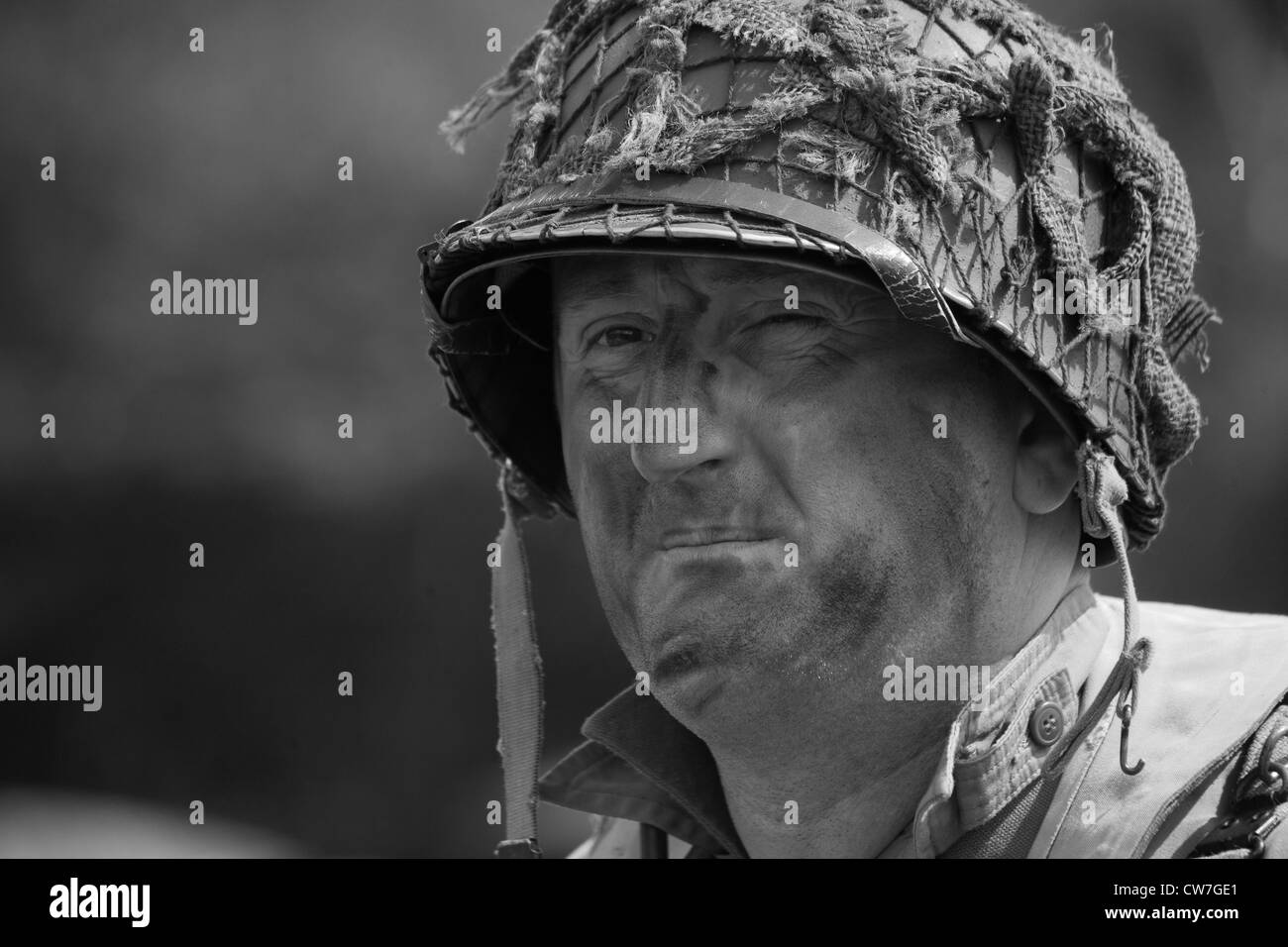 Ri-enactor riproduzione 1940's soldato americano Foto Stock