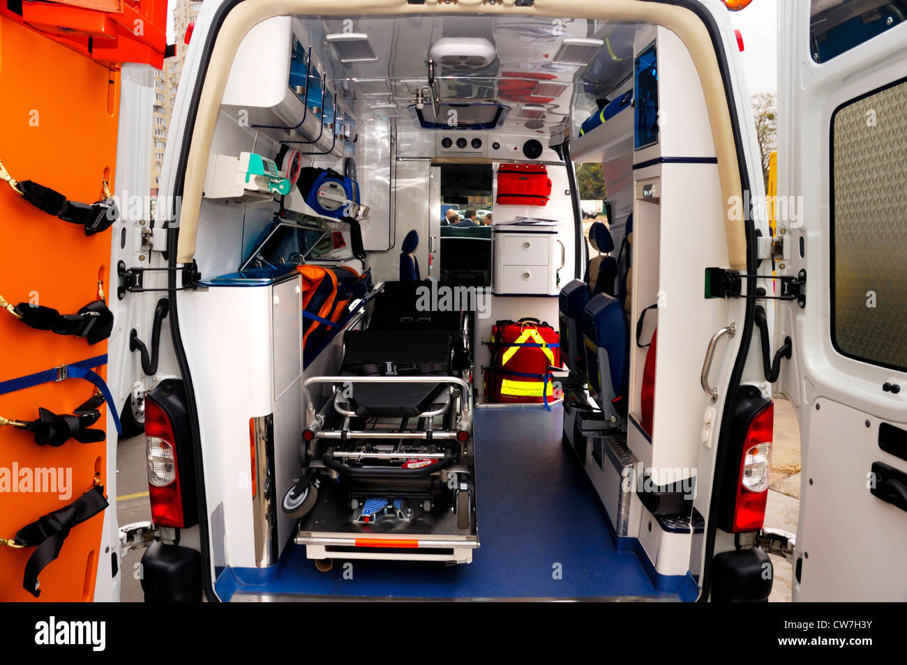 Ambulanza equipaggiamento del veicolo Foto Stock