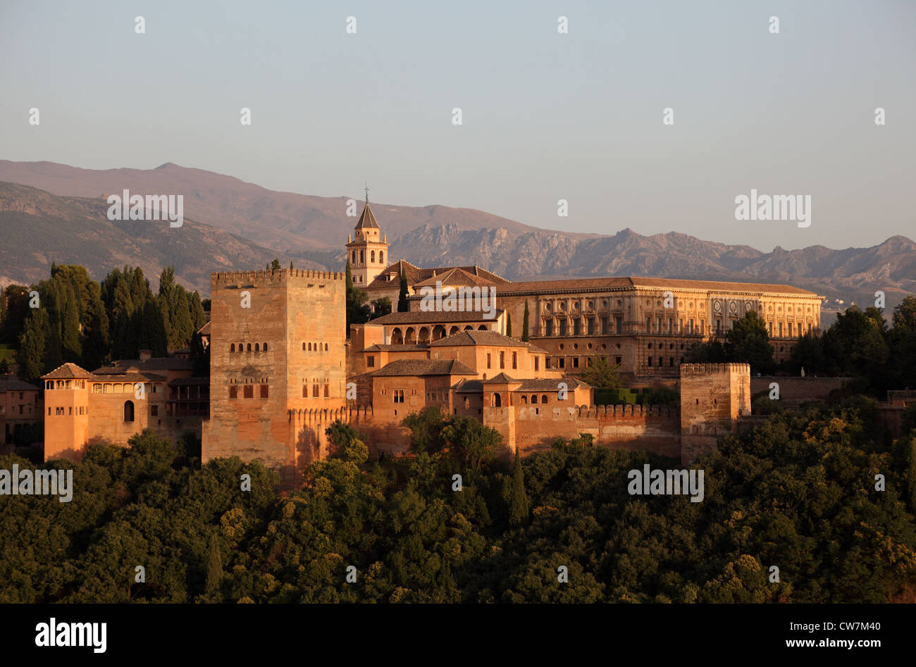 Alhambra al tramonto. Granada, Andalusia Spagna Foto Stock