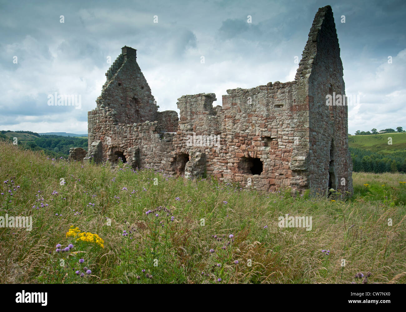 Crichton Castle, rovine, nel paesaggio rurale a Pathead. Gorebridge. A sud-est di Edimburgo. La Scozia. SCO 8315 Foto Stock