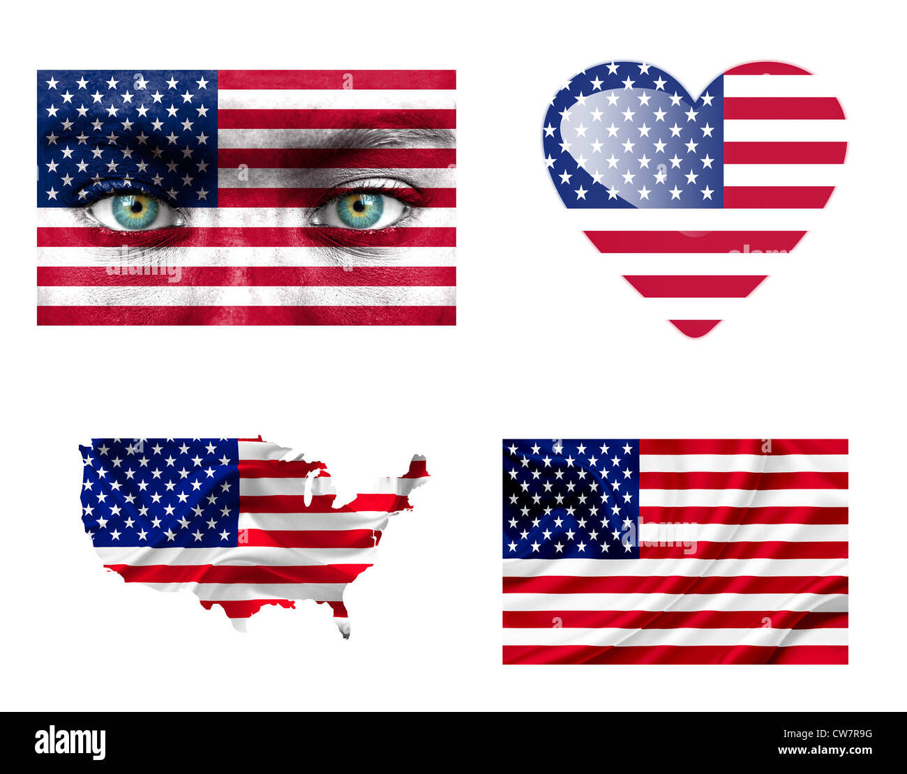 Set di vari vari Stati Uniti d'America bandiere Foto Stock