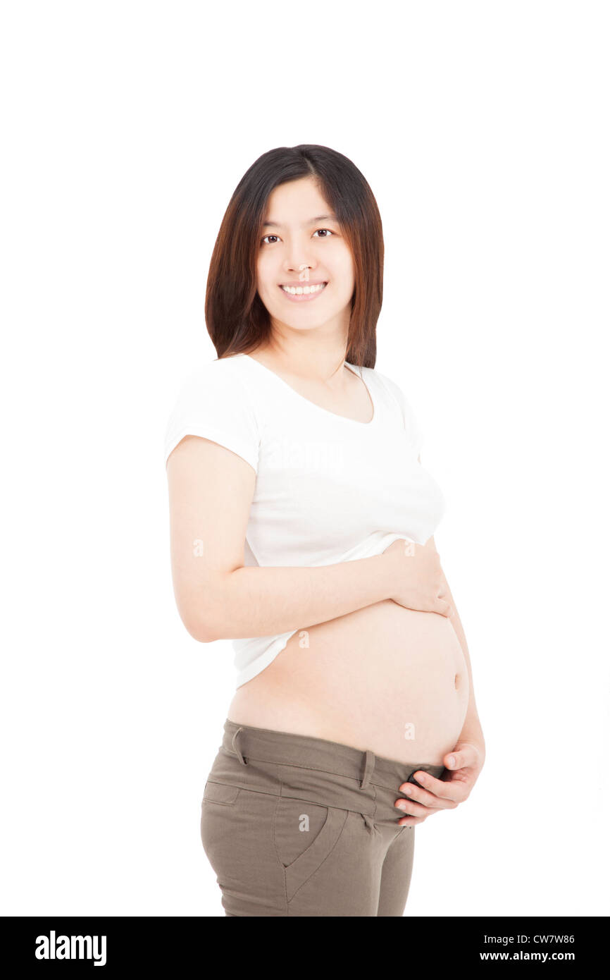 Bella asiatica donna in stato di gravidanza Foto Stock
