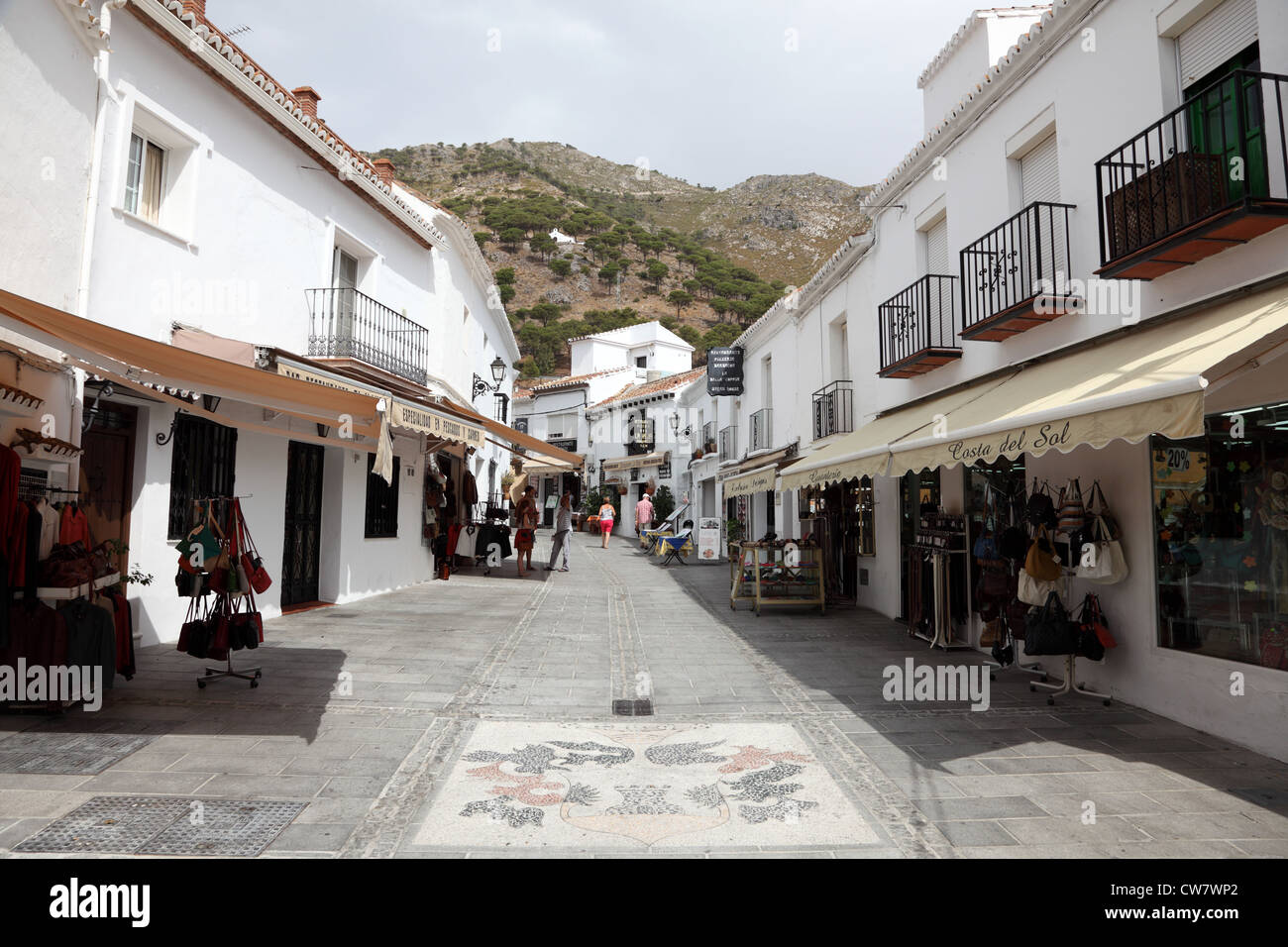 Street nella città vecchia di Mijas, Andalusia Spagna Foto Stock