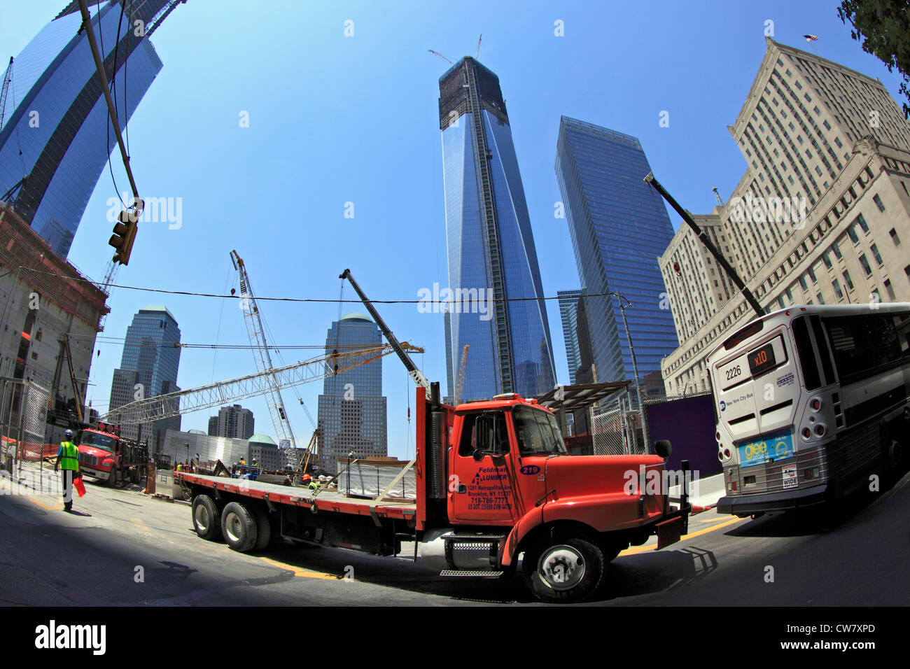 One World Trade Center in costruzione la parte inferiore di Manhattan a New York City Foto Stock